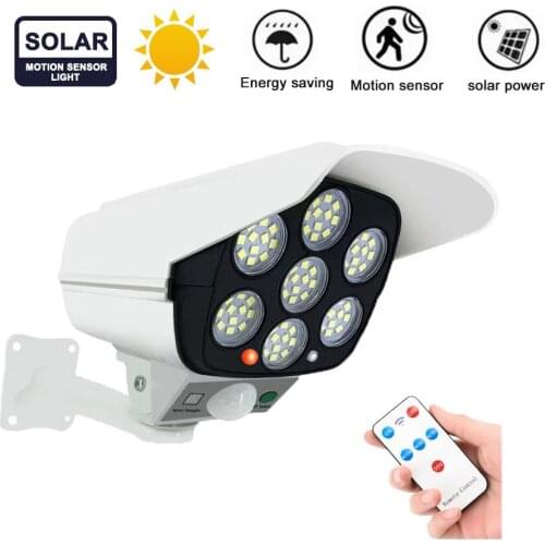 Remote Solar motion sensor lamp Powered Dummy Security Surveillance Waterproof Fake Camera Flashing Red LED Light Video Anti-the