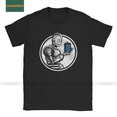 The Giants Blue Box Iron Giant Mens T Shirts Robot Animation Cartoon Hogarth Hero Fun Tee Shirt Short Sleeve T-Shirt Cotton