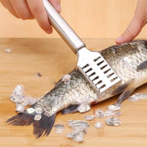 Creative Stainless Steel Fish Scale Planer Multi-function Fish Scraper Kitchen Gadget Scale Removal Knife and Brush