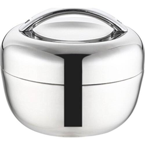 Stainless Thermo Insulated Thermal Food Container Bento Round Lunch Box for Using in Office, School or Outdoor