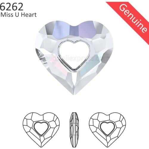 1 piece) 100% ORIGINAL Crystal from Swarovski 6262 Miss U Heart pendant Made in Austria loose rhinestone for DIY jewelry making