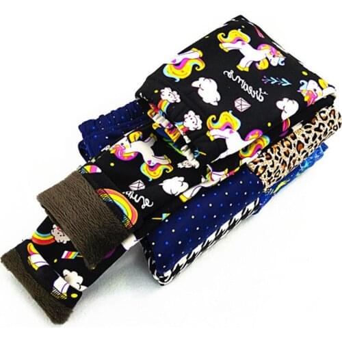 Printing Floral Autumn Winter Baby Girls Leggings Thicken Warm Velvet Girl Pants Kids Children Legging Clothing 12 Years