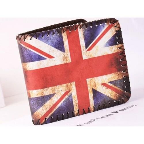 Women Men Wallets Short Purses Cards ID Holder English American Flag Pattern Wallet Burse Clutch Purse Bags Carteira Feminina
