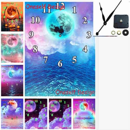Moon diamond art kit clock diamond painting Mechanical clock diamond embroidery full clock diamond mosaic sale wall sticker