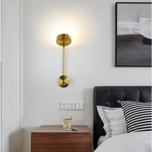 Indoor Wall Lamps Modern Minimalist Dimming 9W LED Wall Lights Aisle Beside Room Lighting Adjustable angle Golden Art Sconce