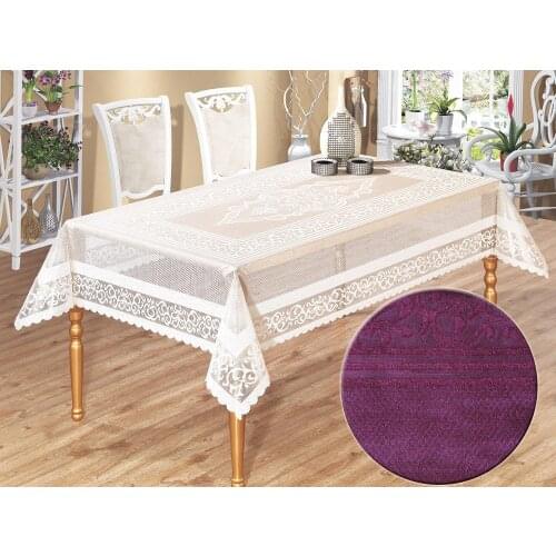 Venessi Knitting Board Pattern Table Cloth Damson