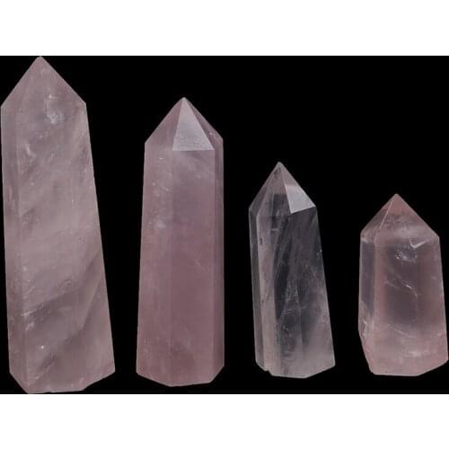 Natural Rock Rose Quartz Crystal Point Healing Stone Pure Color Obelisk Wand
