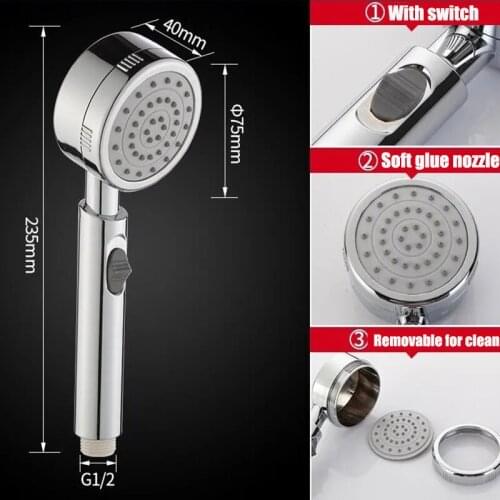 New Water Stop Shower Head With Switch Handheld Nozzle Saving Water Shower Head Water Heater Pressurized Rainfall Shower Head