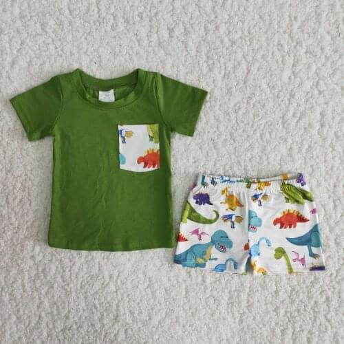 New 2020 2PCS Toddler Boys Clothes Children Shorts Tops Pants Set Summer dinosau Design Outfits Boutique kids Clothing