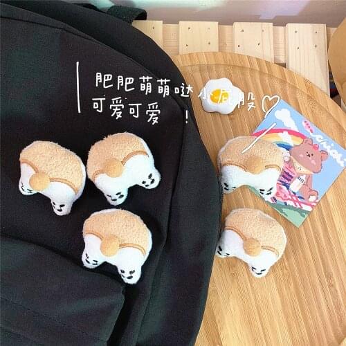 2021 New Korea Fashion Cute Corgi Butt Brooch Anime Plush Brooch Handbag Decorations Cartoon Brooch Jewelry Wholesale