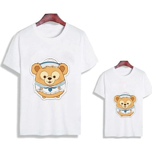 Family Matching Clothes Short Sleeve Casual White O-neck Tshirts Winnie Bear Pooh Printed Baby Kids Tshirts Boys Girls Tops