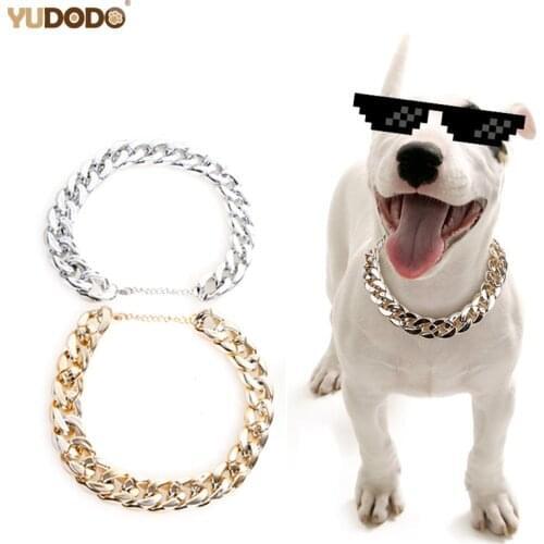2cm Width Dog Snake Chain Pinch Collar For French Bulldog Strong Silver Gold Pet Necklace Small Dogs Collars