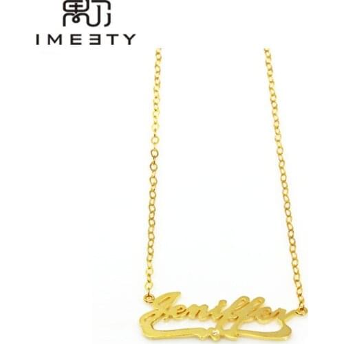IMEETY custom name necklace cursive my name necklace on heart love zircon pendant personalized name necklace women gift