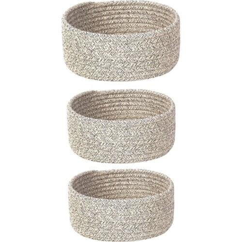 Handwoven Cotton Rope Food Storage Severing Tray for Breakfast Snack Sundries 37MF