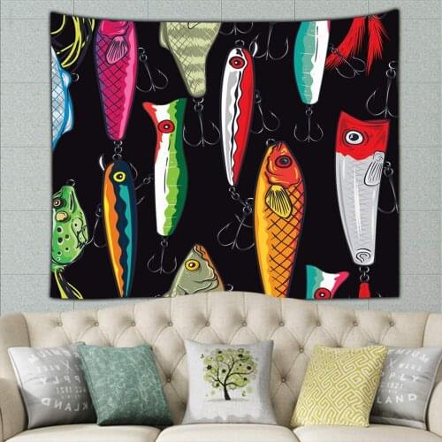 Pop Colorful Fishing Lures Animals Wildlife Fish Tapestry