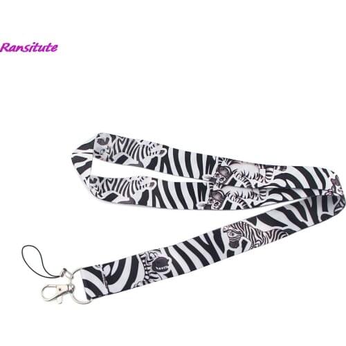 Ransitute R1440 Anime Zebra Lanyards Id Badge Holder Keychain ID Card Pass Gym Mobile Badge Holder Lanyard Key Holder