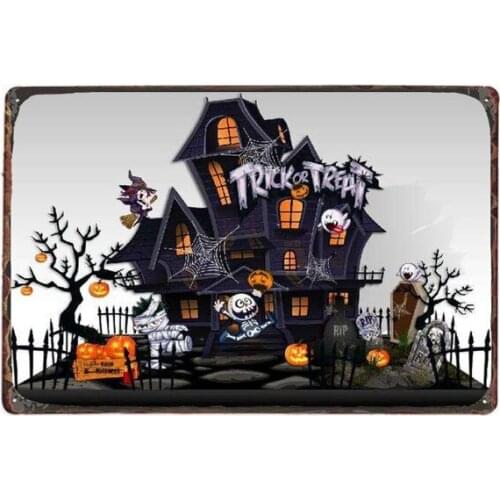 Retro Metal Tin Sign Vintage Happy Halloween Home Coffee Wall Decor48