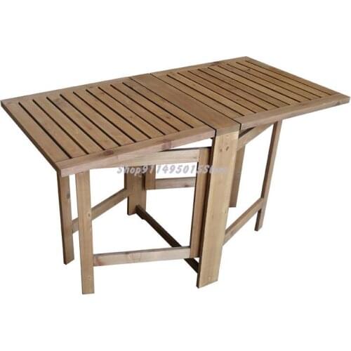 Balcony Folding Tables And Chairs Solid Wood Rectangular Leisure Simple Combination Net Red Creative Outdoor Courtyard Tea Bar