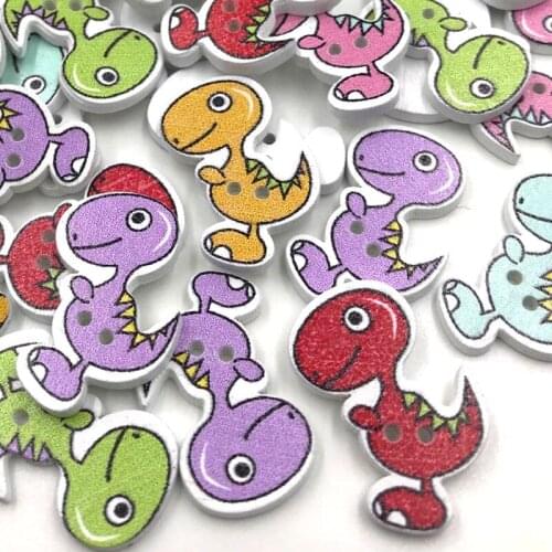 Mixed dinosaur Botones Wooden Button Two Holes Embellishment Button Flatback DIY Scrapbooking Accessories Sew Crafts WB417