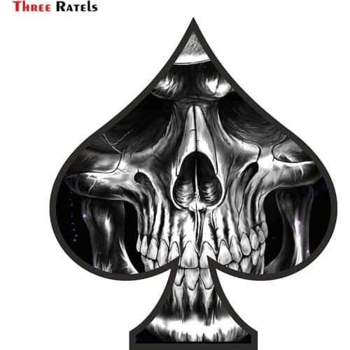 Three Ratels TZ-1344# 17.4*15cm Ace Of Spades Skull Car Stickers Funny Sticker Auto Decals