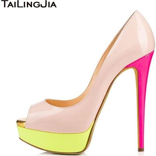 Peep Toe Ultra High Heels Women Platform Pumps Sexy Stripper Shoes Woman 2021 Stiletto Heel Platforms Plus Size Ladies Footwear