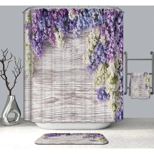 3D Colorful Flowers and Christmas Tree Shower Curtains Waterproof Mildew Proof Thickened Bath Curtains for Bathroom
