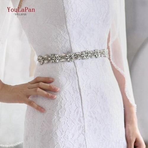 YouLaPan S459 Silver Diamond Belts for Women Dresses Jeweled Dress Belt Crystal Sash Belt Rhinestone Belt for Wedding Dress