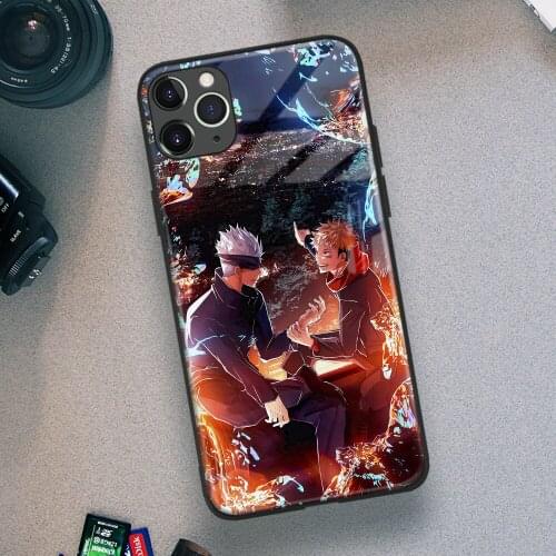 Yuji and Gojo Jujutsu Kaisen Anime Soft TPU Glass Phone Case for IPhone SE 6s 7 8 Plus X Xr Xs 11 12 Mini Pro Max Samsung Redmi