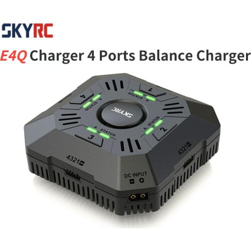 SKYRC E4Q Charger 4 Ports Balance Charger for 2 - 4S LiPo Battery Charger 11-26.1V DC Input XT60 Connector 2A 3A 5A Adjustable