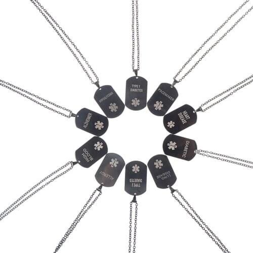 1pcs Men Women Medical Alert Diabete Necklace Stainless Steel Pendant Jewelry Tag