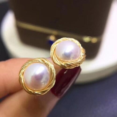 14K Gold Plated Fresh Water Pearl Earrings Stud Natural Handmade Jewelry for Women Gift Drop Earrings Jewelry Earrings