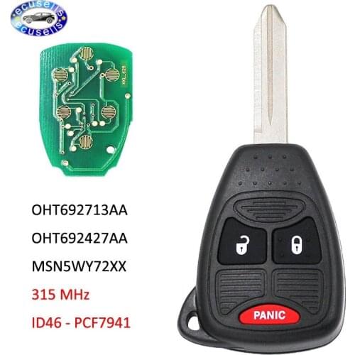 2+1 Buttons Remote Key Fob 3 Button 315mhz for Chrysler DODGE Magnum OHT692713AA-OHT692427AA-MSN5WY72XX-PCF7941 Chip