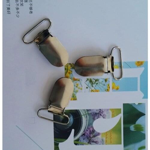 200 pcs 25mm Lead Free Metal Suspender Paci Pacifier Clips Ribbon Craft Sewing Tool garter clip With plastic Insert