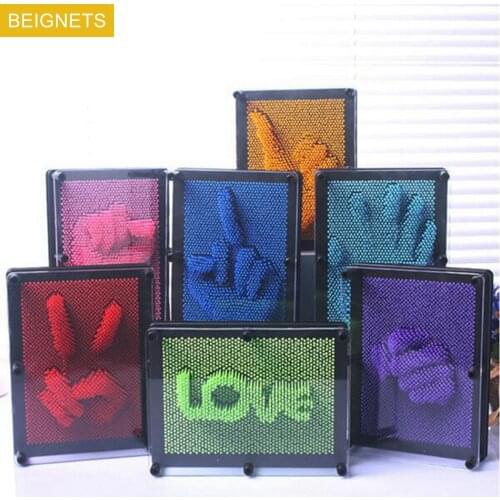 20x15cm 3D Clone Hand Model Colorful Fingerprint Needle Painting Novelty Toys Funny Pin Art Games Ornaments For Kids