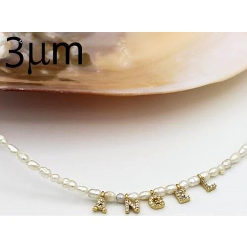 3UMeter Crystal Name Necklace pearl Personalize Choker Custom Necklace Women Copper Pendant Fascinating Cute Necklace for Women