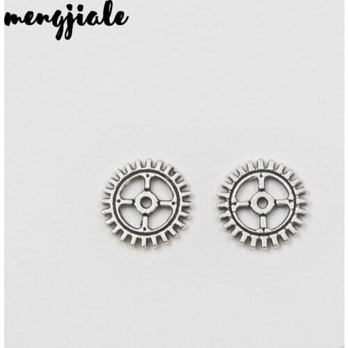 90pcs/lot 10mm Dia Small Size Antique Bronze Metal Alloy Machinery Gear Pendant Jewelry Charm Jewelry Gear Findings