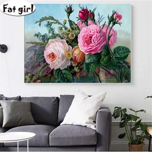 5D diy diamond painting Flower blooming wealth map full drill mosaic cross stitch embroidery Peony blossoms square round drill