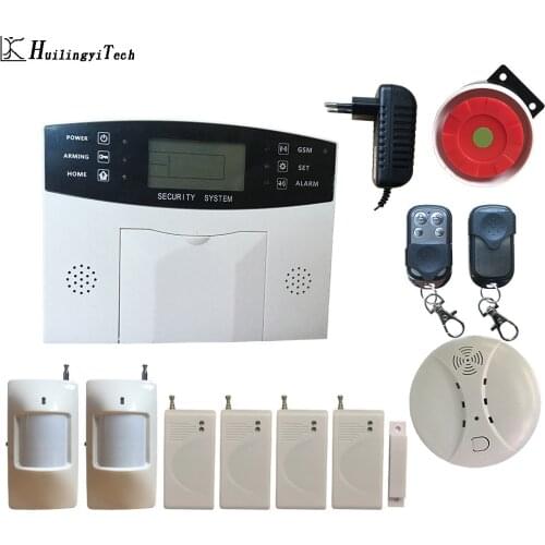 Wireless Home Security GSM Alarm System Intercom with Remote Control Autodial Siren Sensor RFID Motion Detector PIR Smoke Sensor