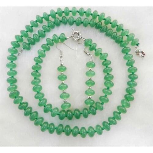 5x8mm Green Natural Emerald Abacus Beads Necklace Bracelets Earrings Set AAAAA