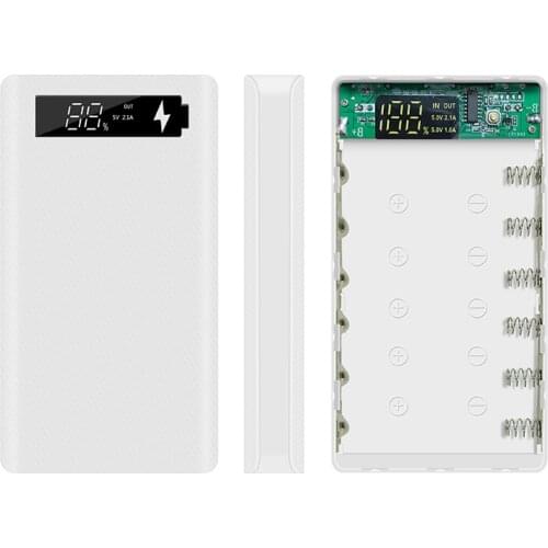 Fast Charging DIY 5V Dual USB Micro USB Type C 6*18650 Power Bank Shell Battery Case Mobile Phone Charger Storage Box NoBattery