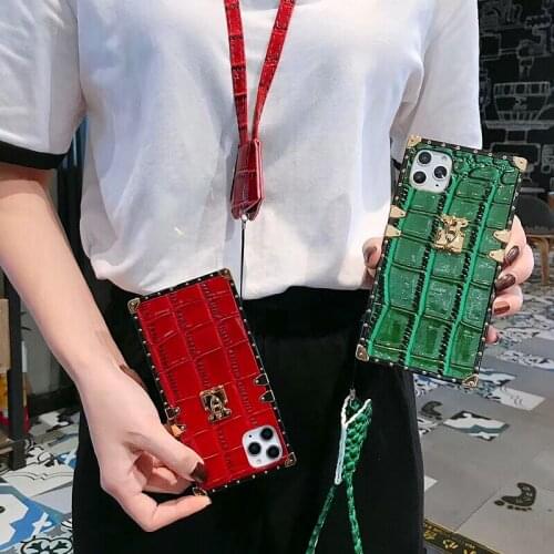 Luxury brand Square PU Leather Crocodile phone Case For iPhone 11 Pro Max Cover For iPhone XR X XS Max 8 7 6 6S Plus Fundas case