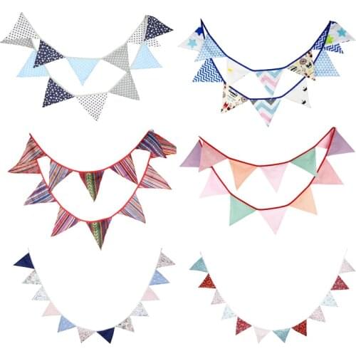 Pennant Flags 3.2m Dot Cotton Bunting Banner Flags Party Decorations Kids Garland Children Baby Boy Girl Bunting Room Decoration