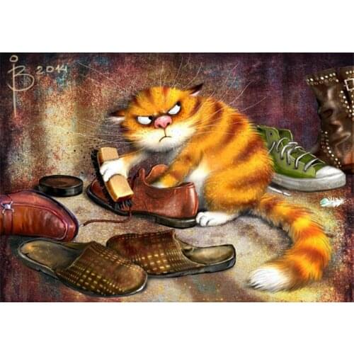 H1357 daimond painting,diamond painting kit,diamond embroidery Shoes and cats