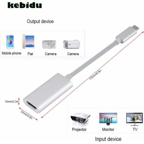 HD USB-C Type C to HDMI-compatible Male to Female F-Adapter HDTV Dongle Adapter 2 Color Cable Converter 175*24*10mm for MacBook