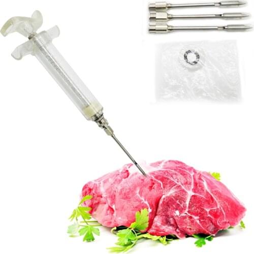I20m'l kitchen syringes Stainless steel needles injector of meat kitchen tool meat pounder Poultry Turkey Meat Injectors