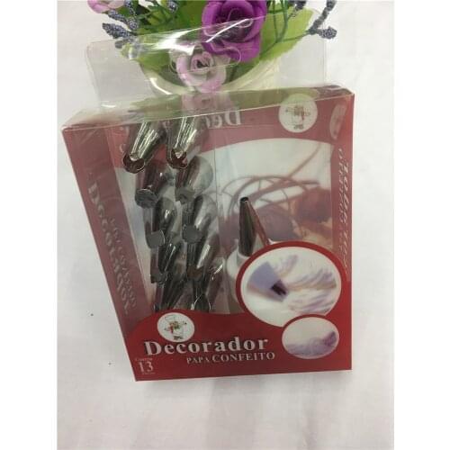 [Baking Tools] PVC Box Set Flower Decorating Biscuit Making 12 Flower Decorating Mouth + Cream Bag 430 Stainless Steel