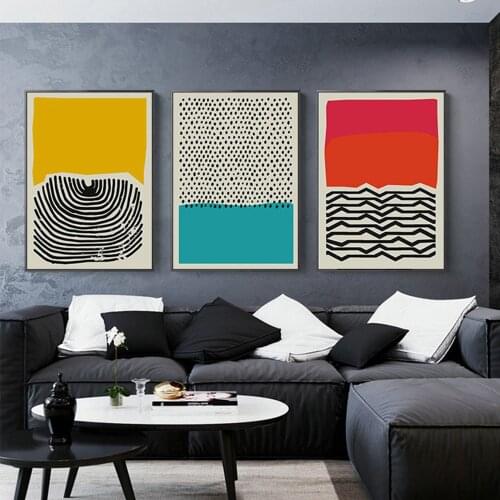 Colorful abstract yellow&red and blue canvas wall paintings printed dropshipping home decor canvas prints wall art posters print