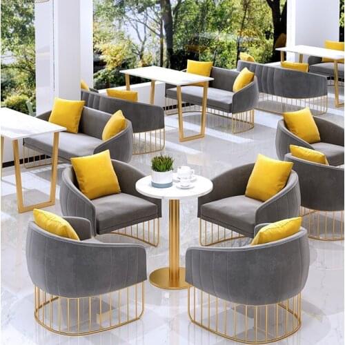 Coffee shop, booth, wrought iron reception water leisure sofa negotiation rest area combination sweet milk tea shop desk chair