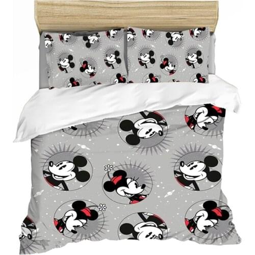Mickey Mouse Bedding Set Queen King Size Bed Set Children Boy Girl Mickey Minnie Duvet Cover Pillow Case Comforter Bedding Sets