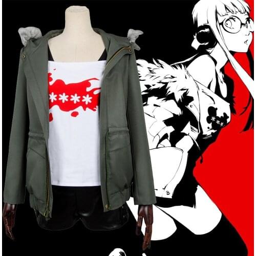 Anime Cosplay Persona 5 Cosplay Costume Futaba Sakura Uniforms Jacket + T-shirt + Shorts+ Stockings Full Suit